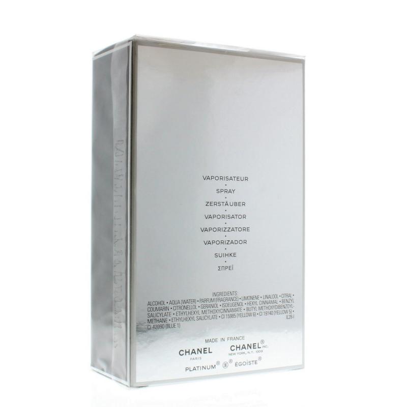 Chanel Platinum Egoiste Pour Homme Edt for Men 3.4oz