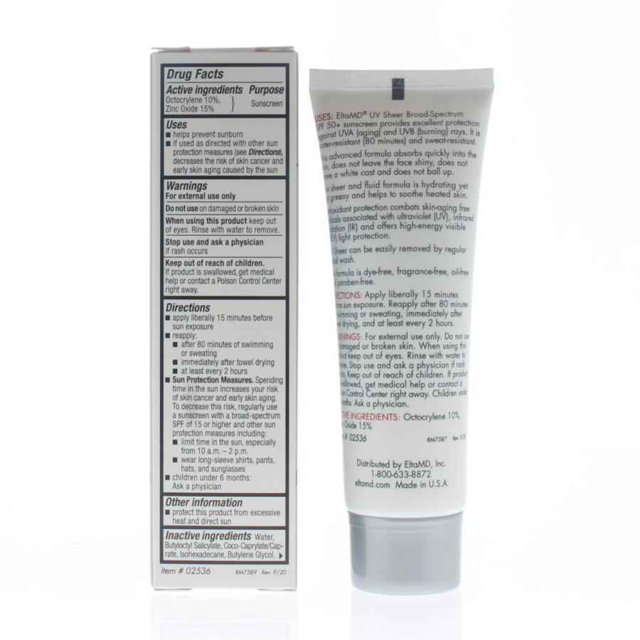 EltaMD UV Sheer Broad Spectrum SPF 50+ Face and Body Sunscreen 50ml/1.7oz