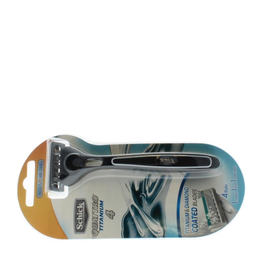 Schick Quattro Razor Titanium 4 Blade 1 Razor 1 Cartridge 1 Shower Hanger