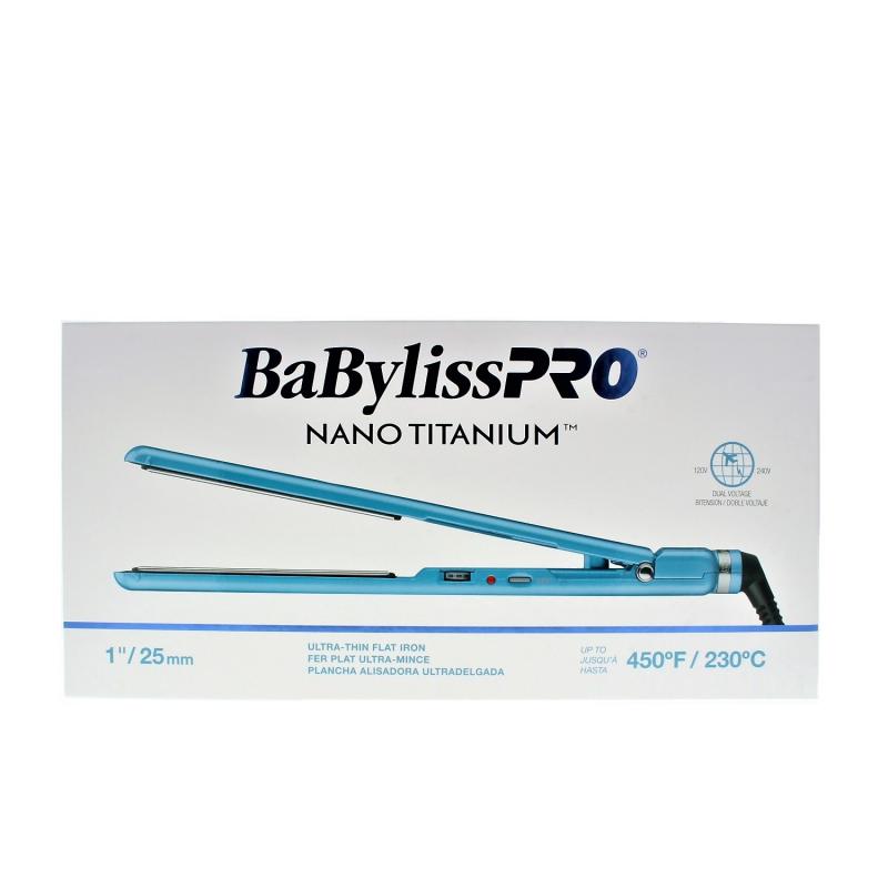 BaBylissPRO Nano Titanium 1"/25mm Ultra-Thin Flat Iron Blue