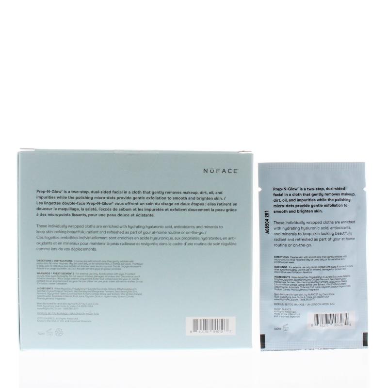 NuFACE Facial Towelette Prep-N-Glow Dual-Sided Cloth 20pk