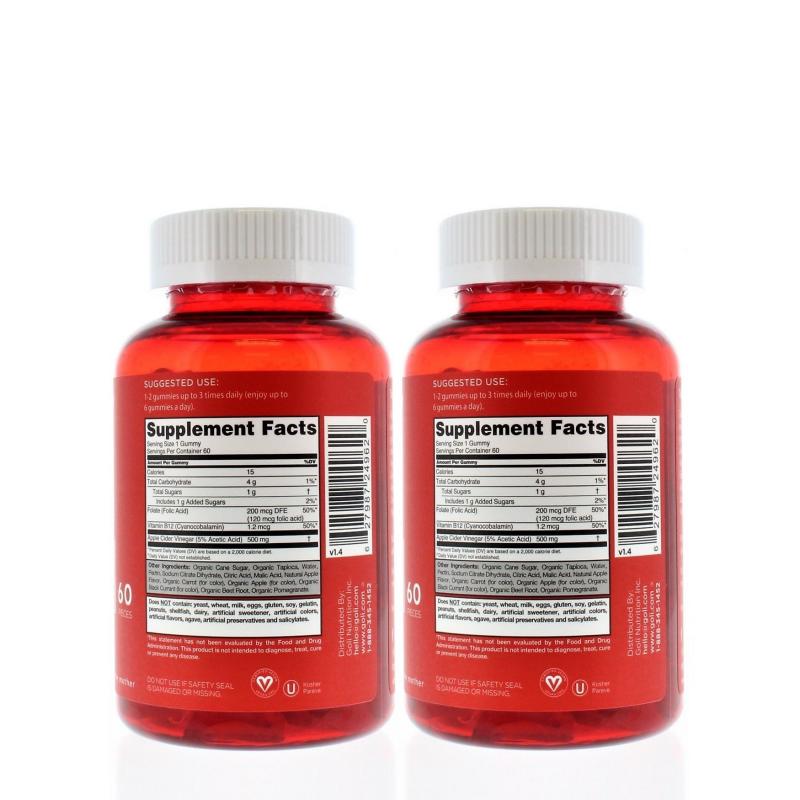 Goli Nutrition Apple Cider Vinager Gummies 60ct (2 Pack)