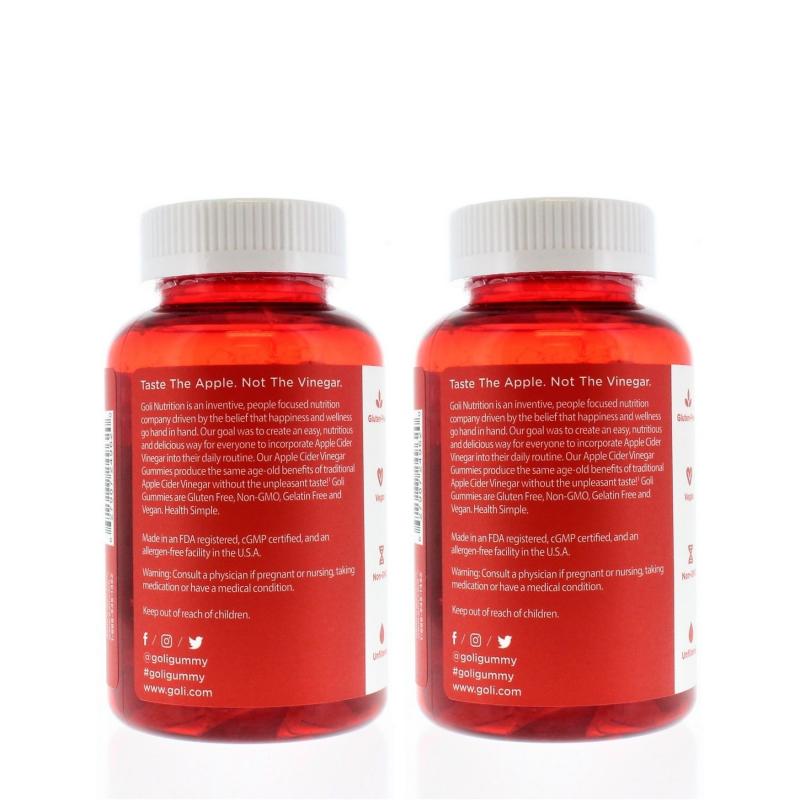 Goli Nutrition Apple Cider Vinager Gummies 60ct (2 Pack)
