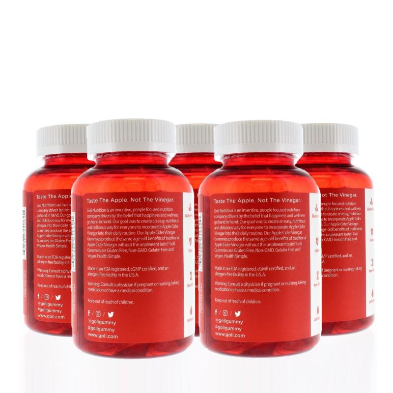 Goli Nutrition Apple Cider Vinager Gummies 60ct (5 Pack)