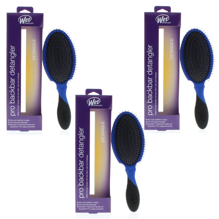 Wet Brush Pro Back Bar Detangler Royal Blue Model# BWP830GXRY (3 Pack)