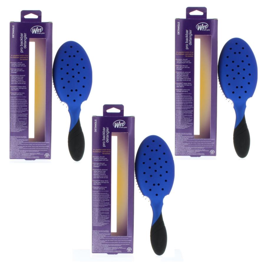 Wet Brush Pro Back Bar Detangler Royal Blue Model# BWP830GXRY (3 Pack)