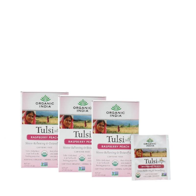 Organic India Tulsi Raspberry Peach 1.21oz (54 Infusion Bags) 3-Pack Organic India Tulsi Raspberry Peach 1.21oz (54 Infusion Bags) 3-Pack
