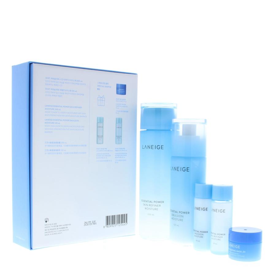 Laneige Basic Duo Set 5 Piece (Essential Power Skin Refiner 200ml Emulsion 120ml Skin Refiner 25ml Emulsion 25ml Water Sleeping Mask 15ml)