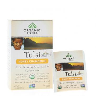 Organic India Tulsi Honey Chamomile Net Wt. 1.08oz/30.6g (18 Infusion Bags)