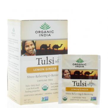 Organic India Tulsi Lemon Ginger Net Wt. 1.27oz/36g (18 Infusion Bags)