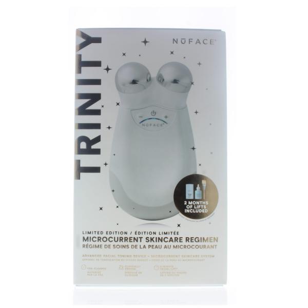 NuFACE Trinity Limited-Edition Microcurrent Skincare Regimen Kit(Includes: Device With Facial Trainer Attachment Charging Cradle+Power Adapter Super Peptide Booster 1oz/30ml Silk Creme Activator 1.69oz/50ml Limited Edition Clean Sweep Brush)