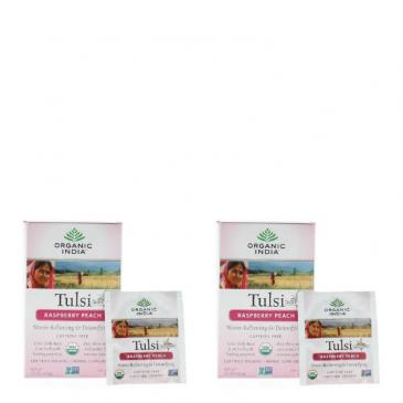 Organic India Tulsi Raspberry Peach 1.21oz/ (36 Infusion Bags) 2-Pack