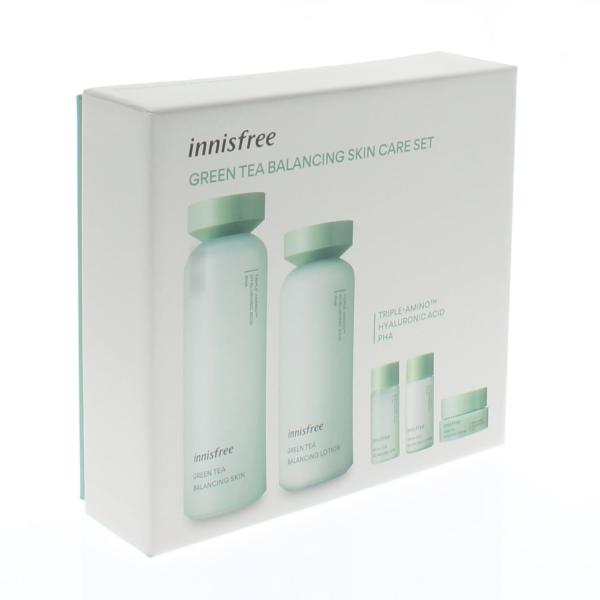 Innisfree Green Tea Balancing Skin Care 5 Piece Set (Green Tea Balancing Skin 200ml Green Tea Balancing Lotion 160ml Green Tea Balancing Skin 15ml Green Tea Balancing Lotion 15ml Green Tea Balancing Cream 10ml)